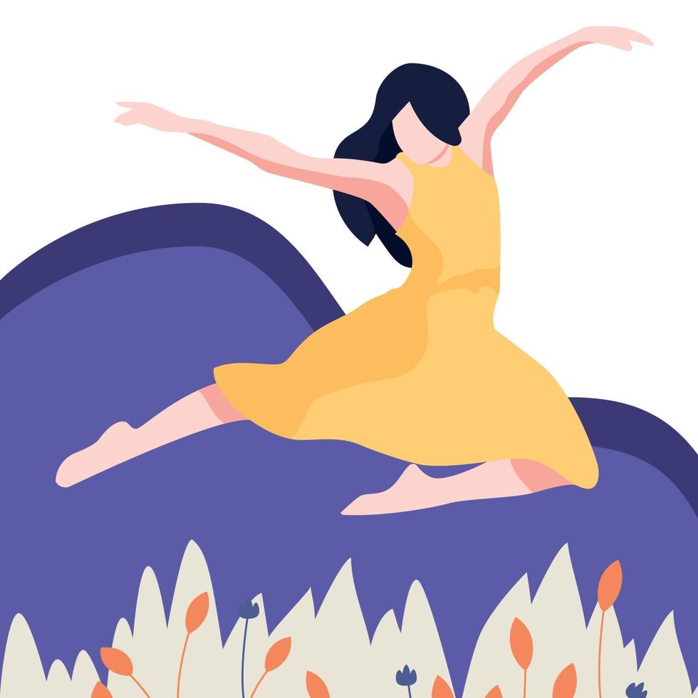 Flat Style Dance Girl Training Illustration vector