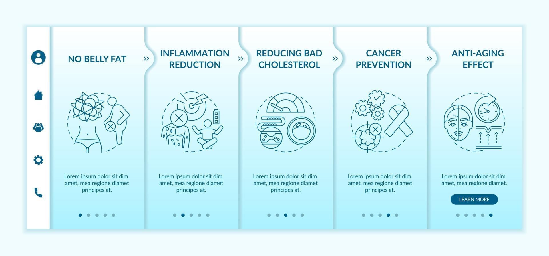 Intermittent fasting benefits onboarding vector template