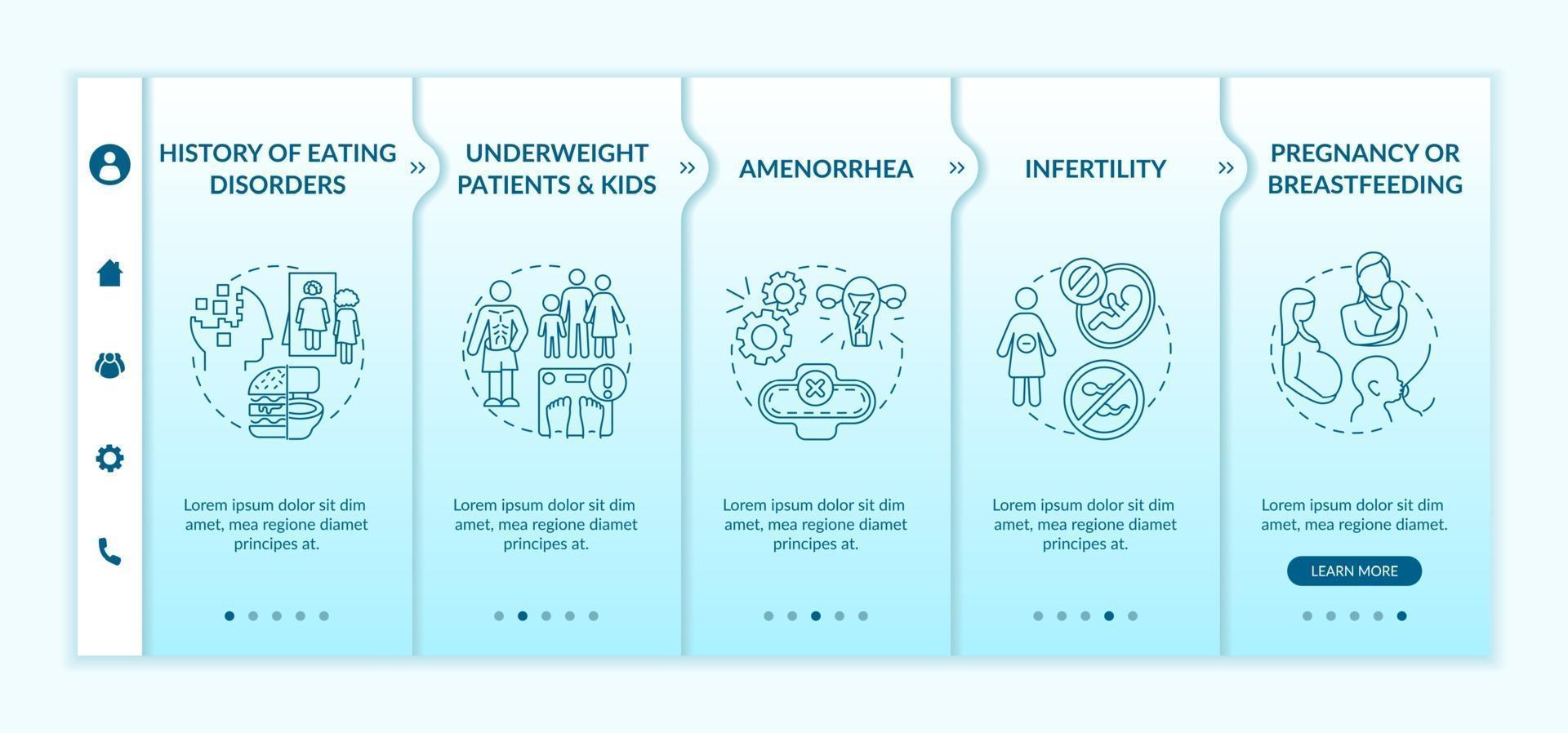 Intermittent fasting precautions onboarding vector template