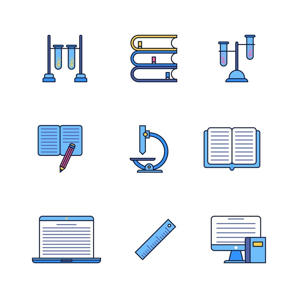 School Education Color Linear Icon Set Design vector