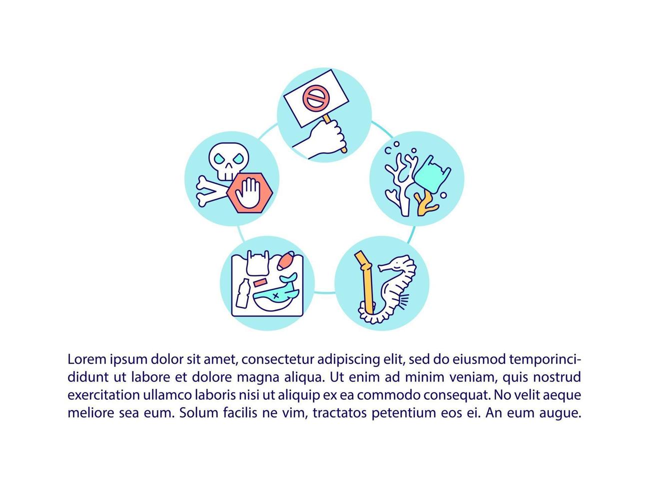 Stop microplastics concept line icons with text vector