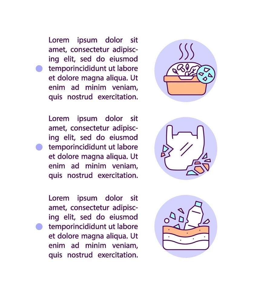 Microplastics concept line icons with text vector