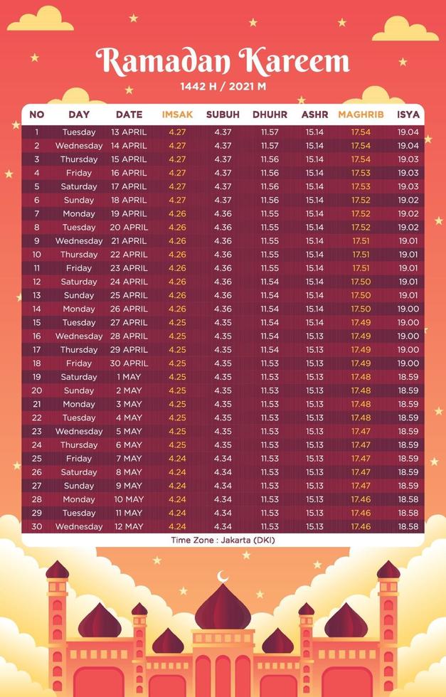 calendario ilustrativo de Ramadán vector