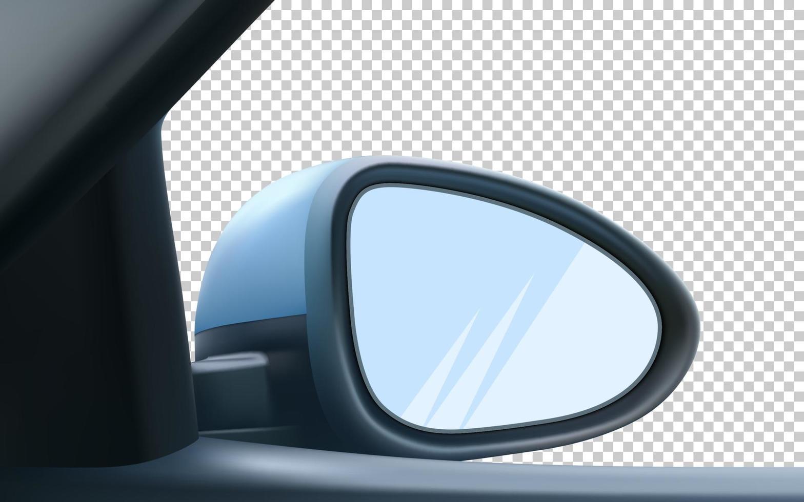 Mockup rear-view mirror, right, passenger. With empty space to insert an image. 3d realistic vector illustration.