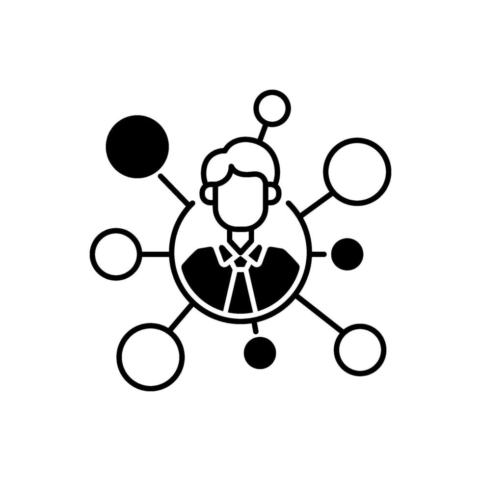 Broker's connections black linear icon vector