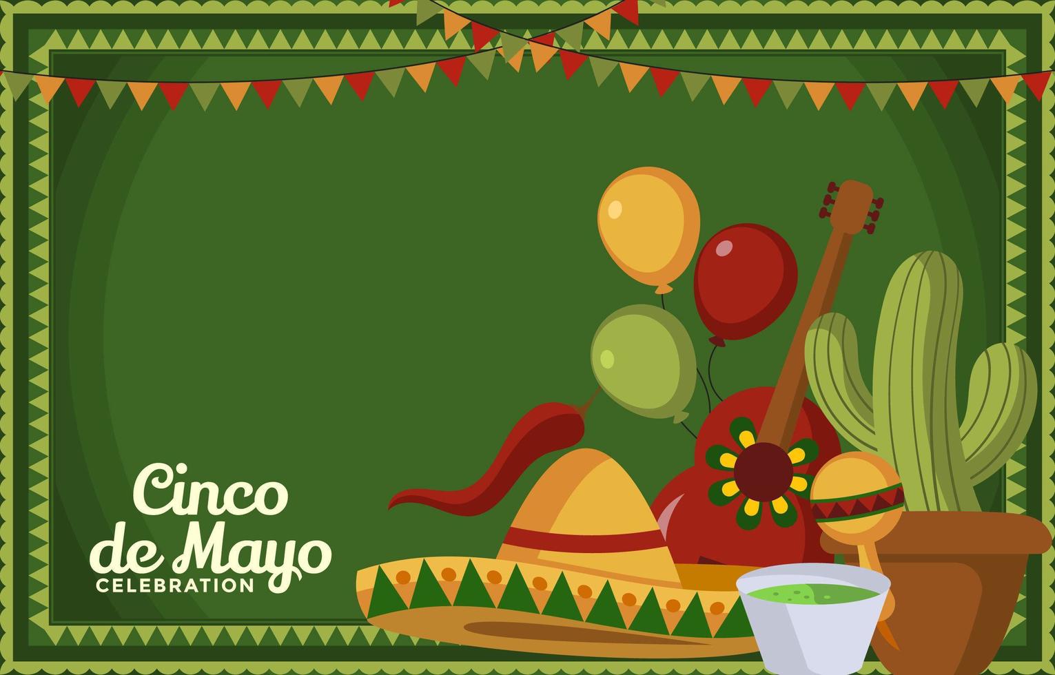 Set of Cinco De Mayo Party Decorations vector