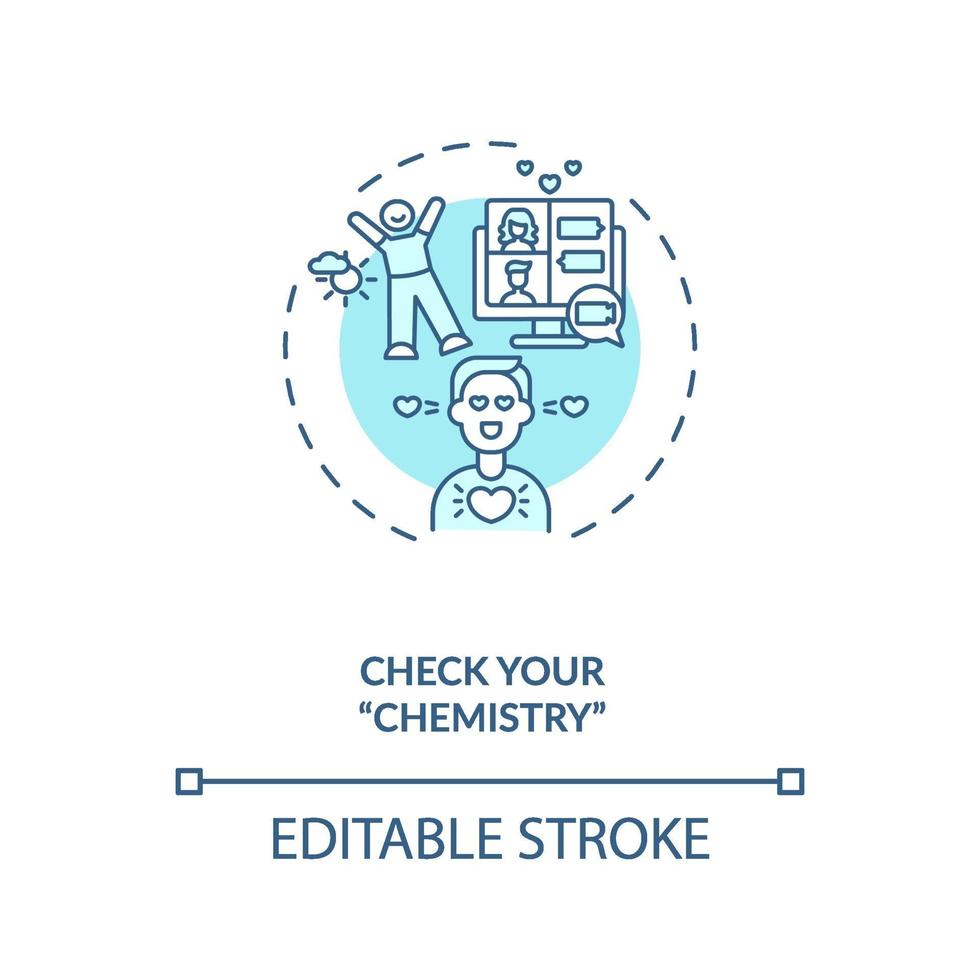 Compruebe el icono del concepto de química de ypur. vector