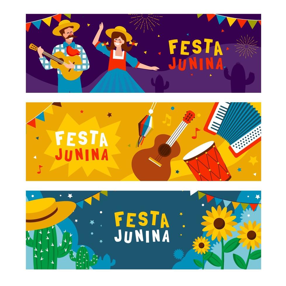 colección de banners de festa junina vector