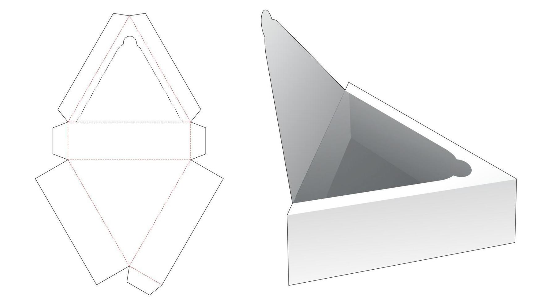 Triangular tray with top zipping die cut template vector