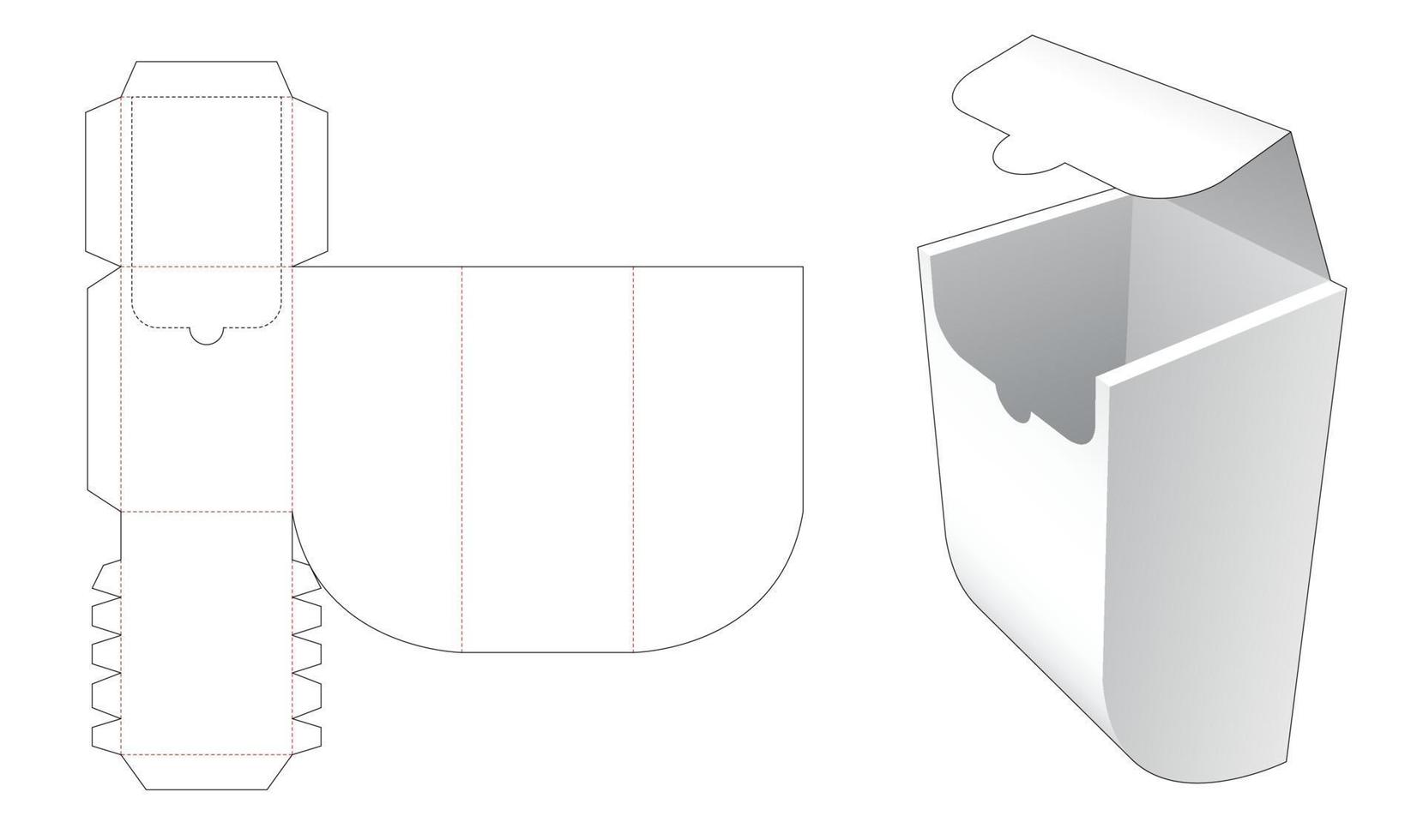 Zipping bottom round box die cut template vector