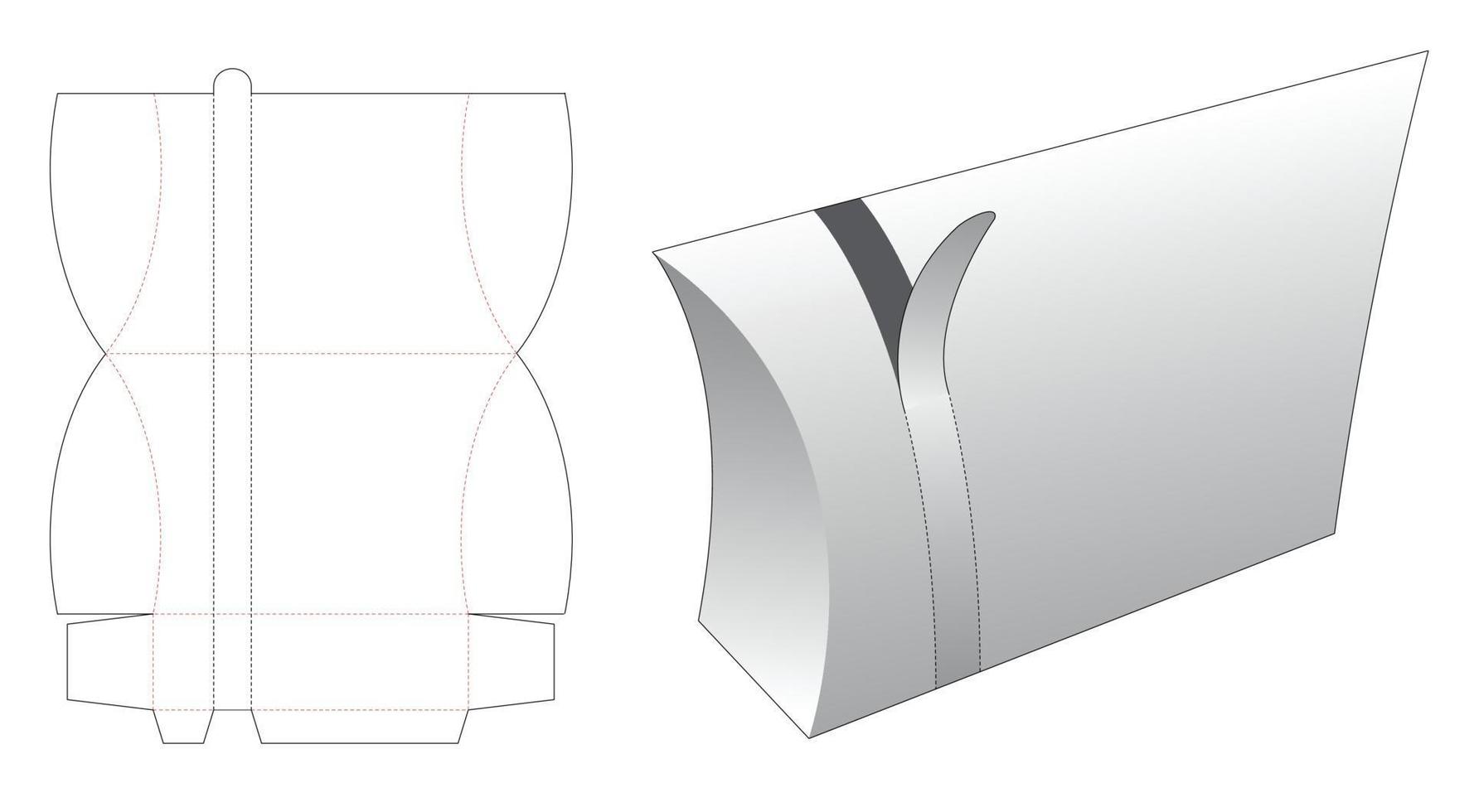 Plantilla troquelada de embalaje de almohada con cremallera vector