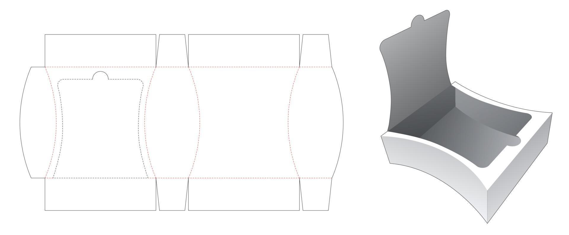 Bandeja lateral curvada con plantilla troquelada con cremallera superior vector