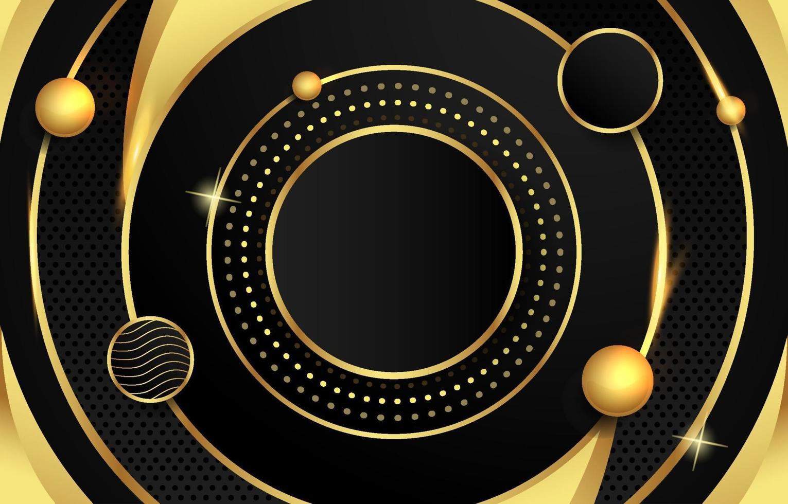 fondo de circulo negro y dorado vector