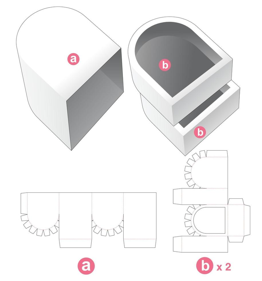 Double round tray with cover die cut template vector