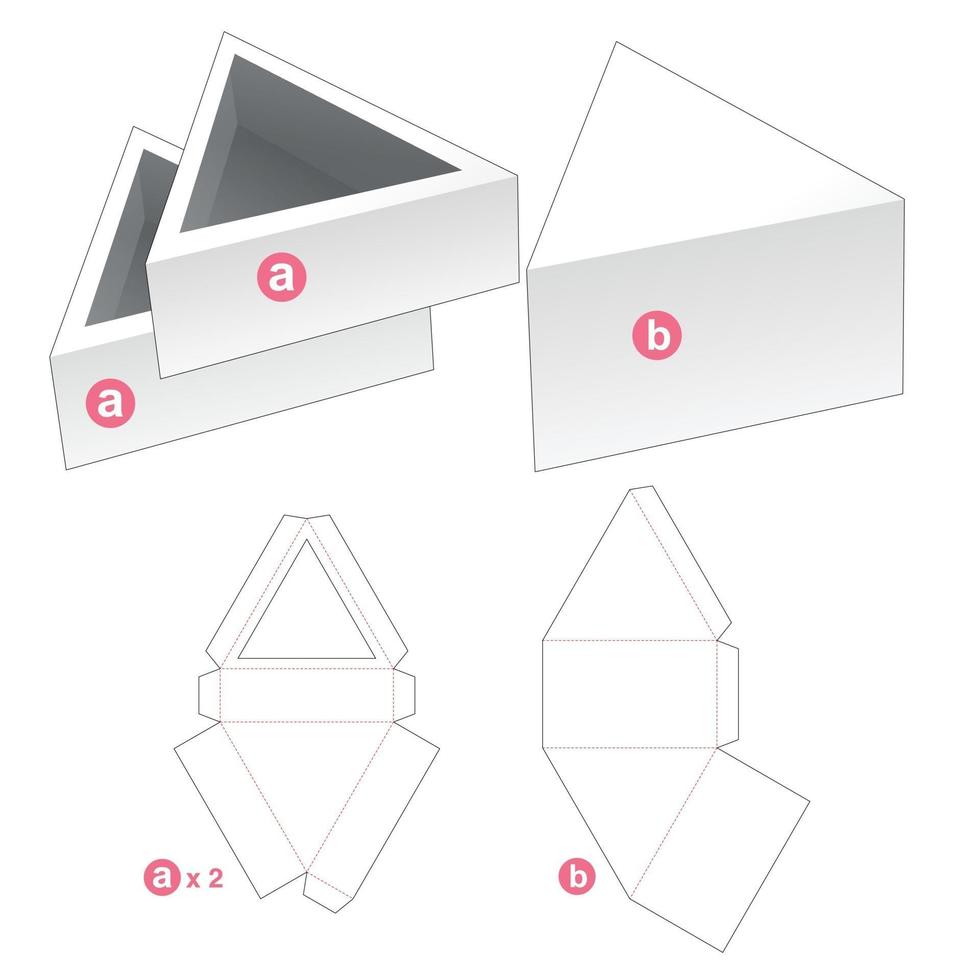 Bandeja triangular doble con plantilla troquelada de tapa vector