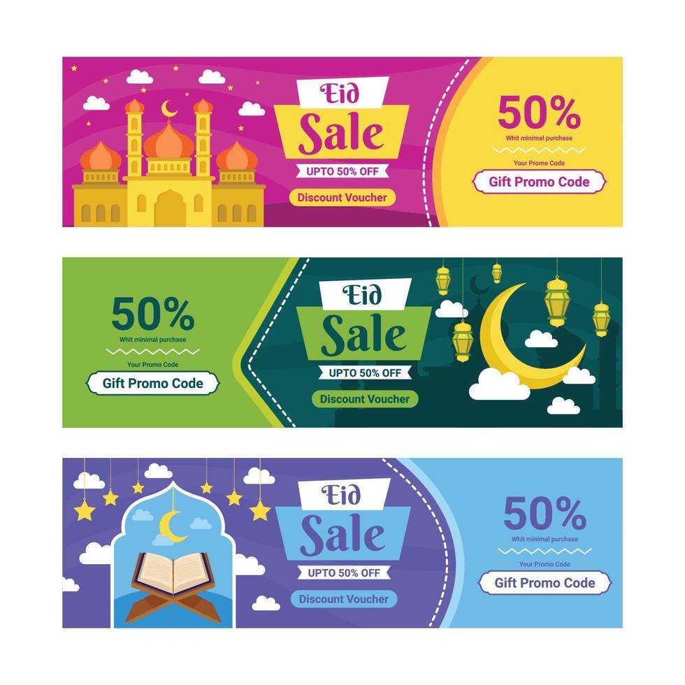 Set of Eid Sale Marketing Voucher vector