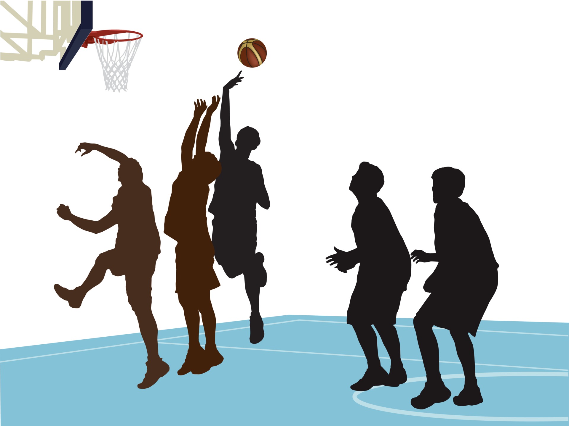 basketball player action illustration clip art collection Stock Vector
