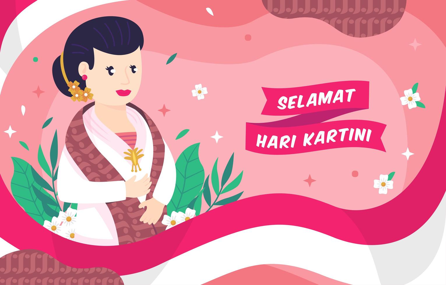 woman celebrate Kartini day with kebaya vector