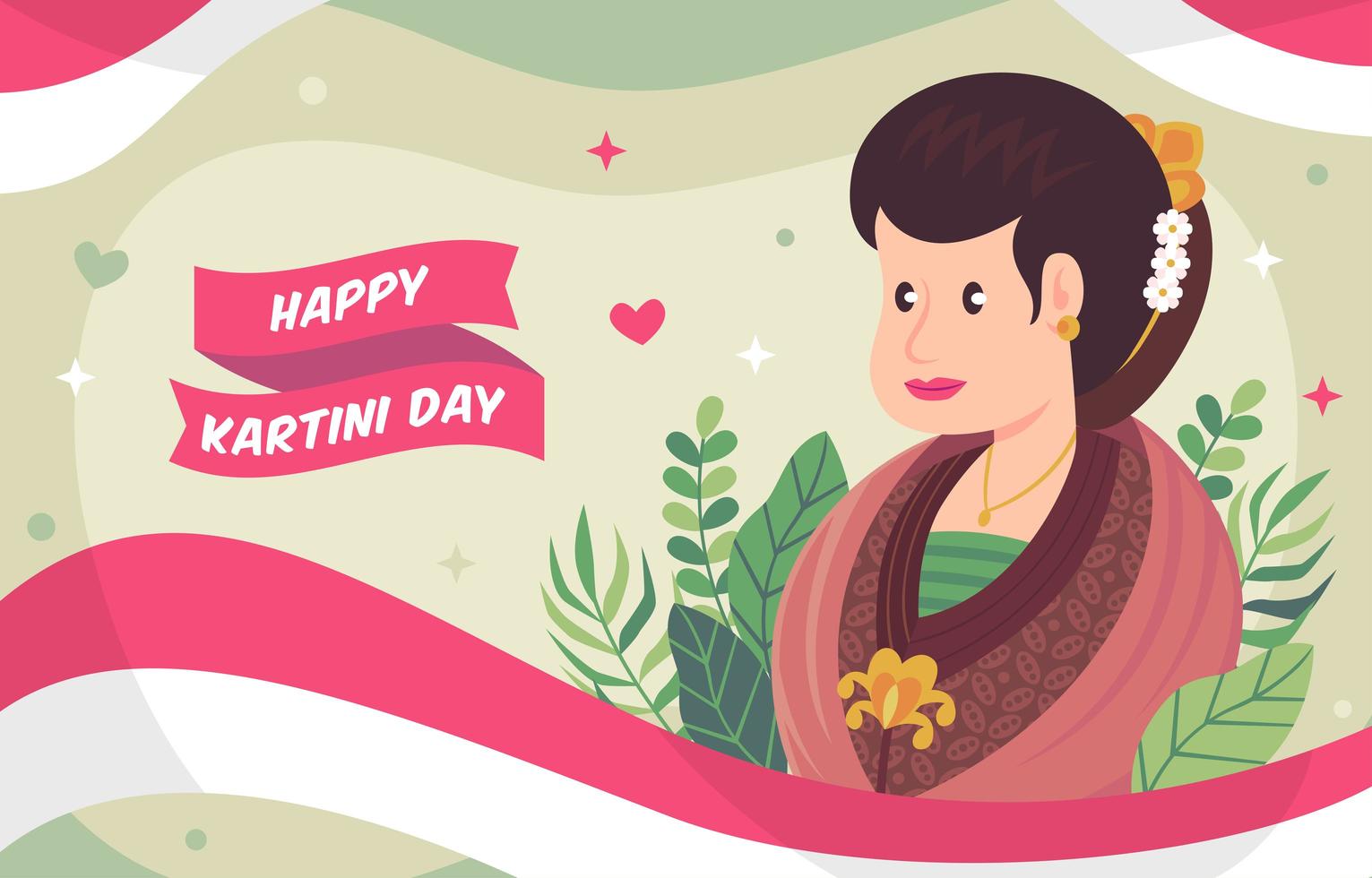 mujer celebra el día de kartini con batik vector