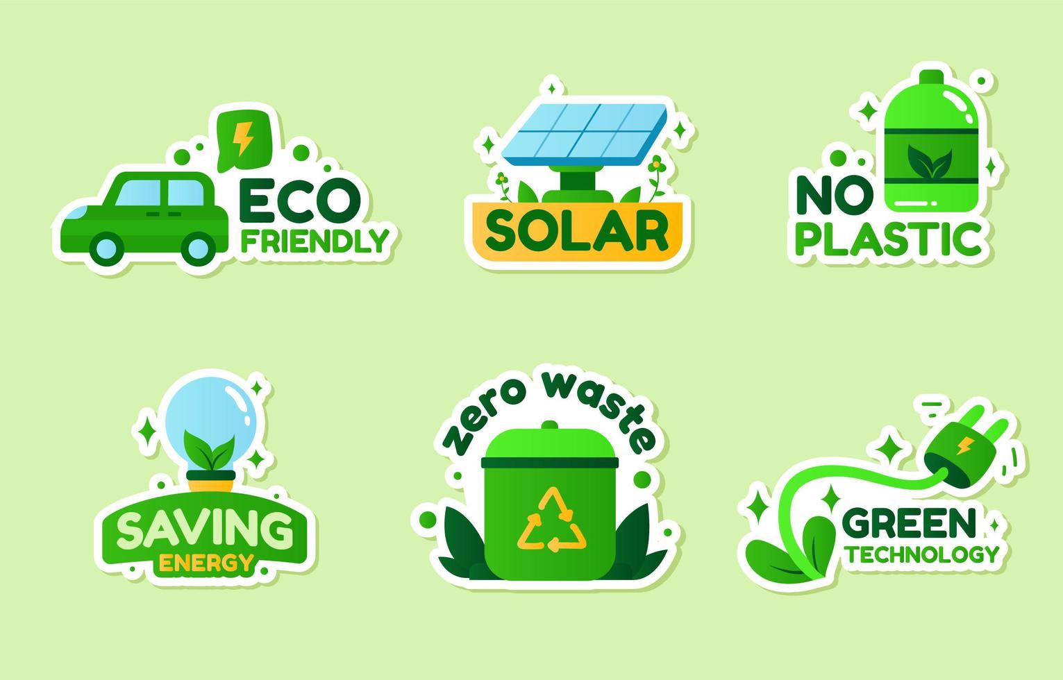 Eco Green Technology Sticker Set vector