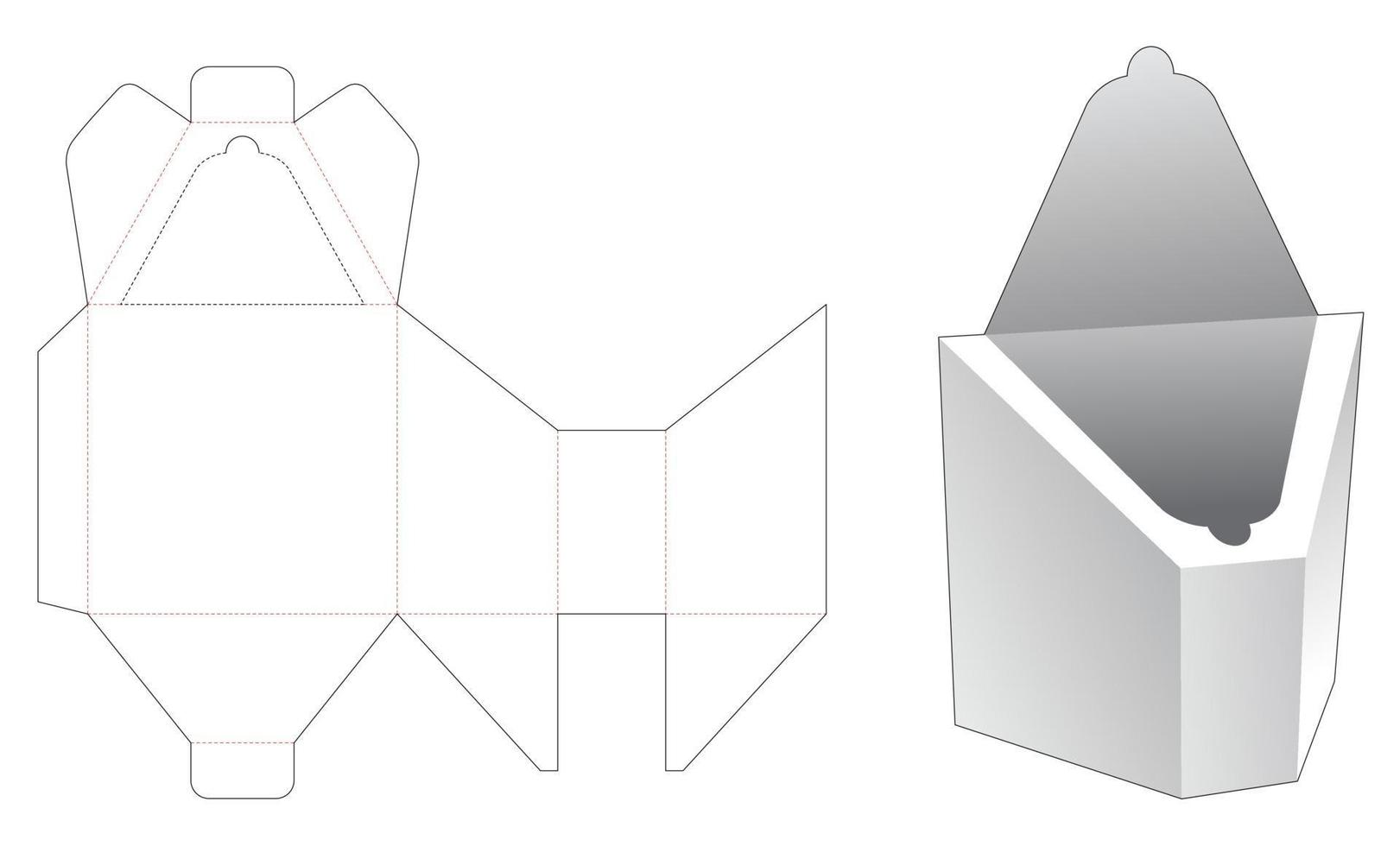 caja inclinada con plantilla troquelada de cremallera superior vector