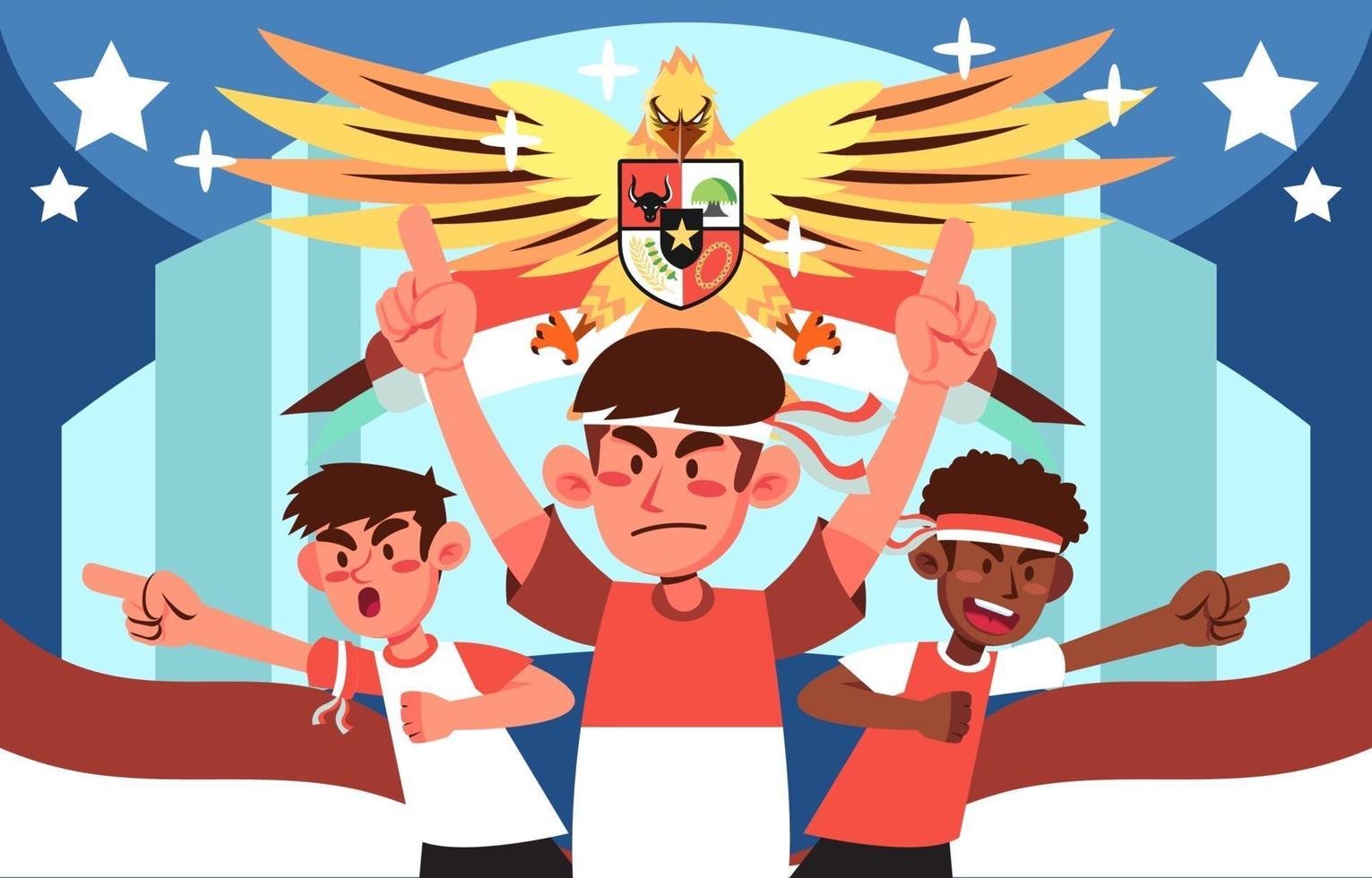 Indonesia People and Garuda Spirit vector