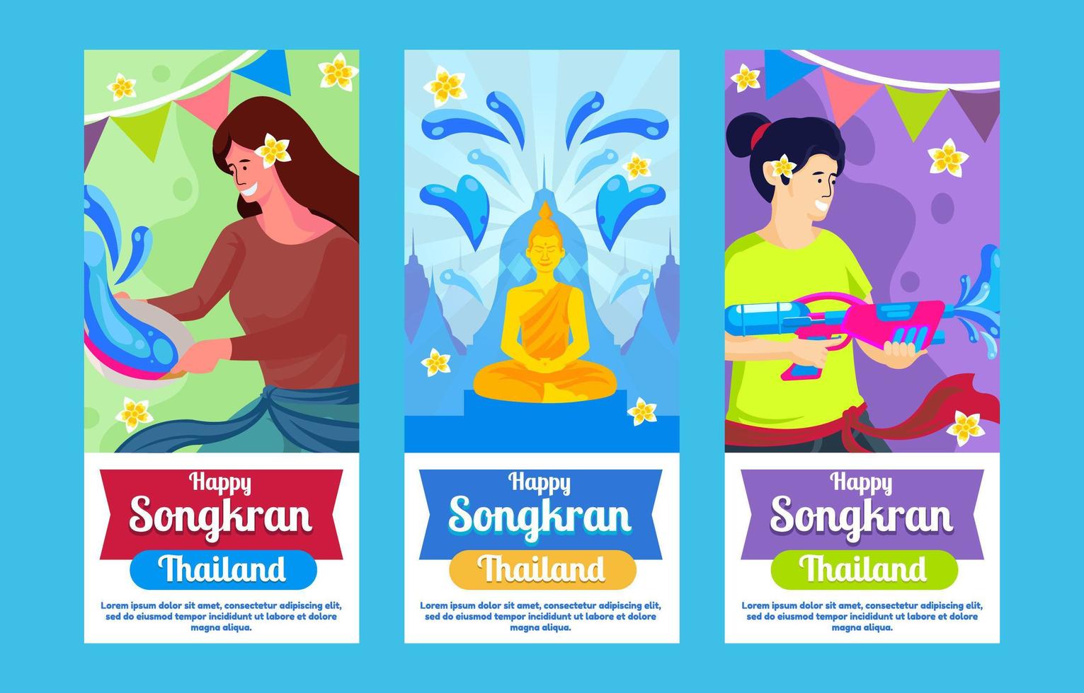 conjunto de banners de eventos de celebración de songkran vector
