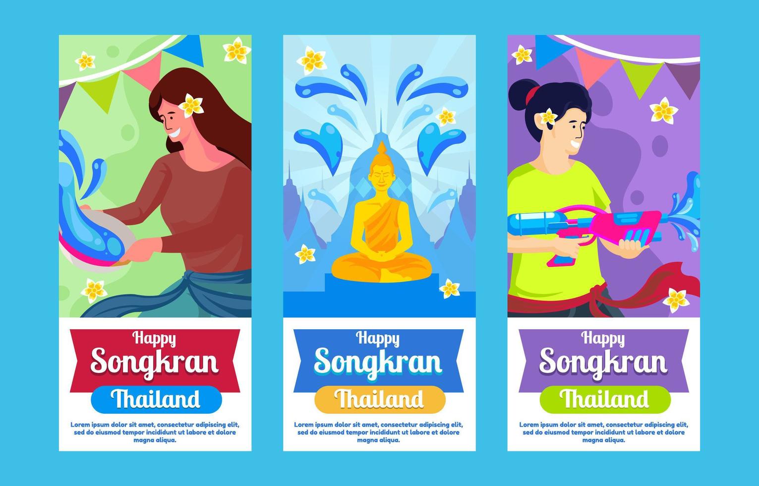 Set of Songkran Celebration Event Banners vector
