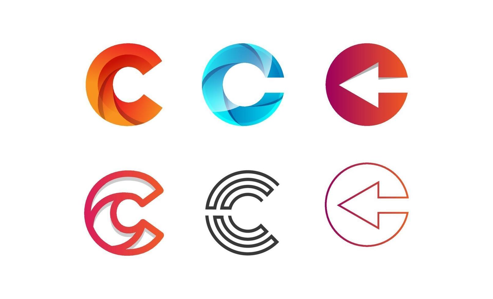 letter C logo set design template vector