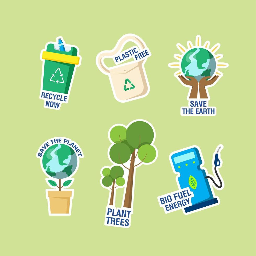 Earth Day Sticker Set vector