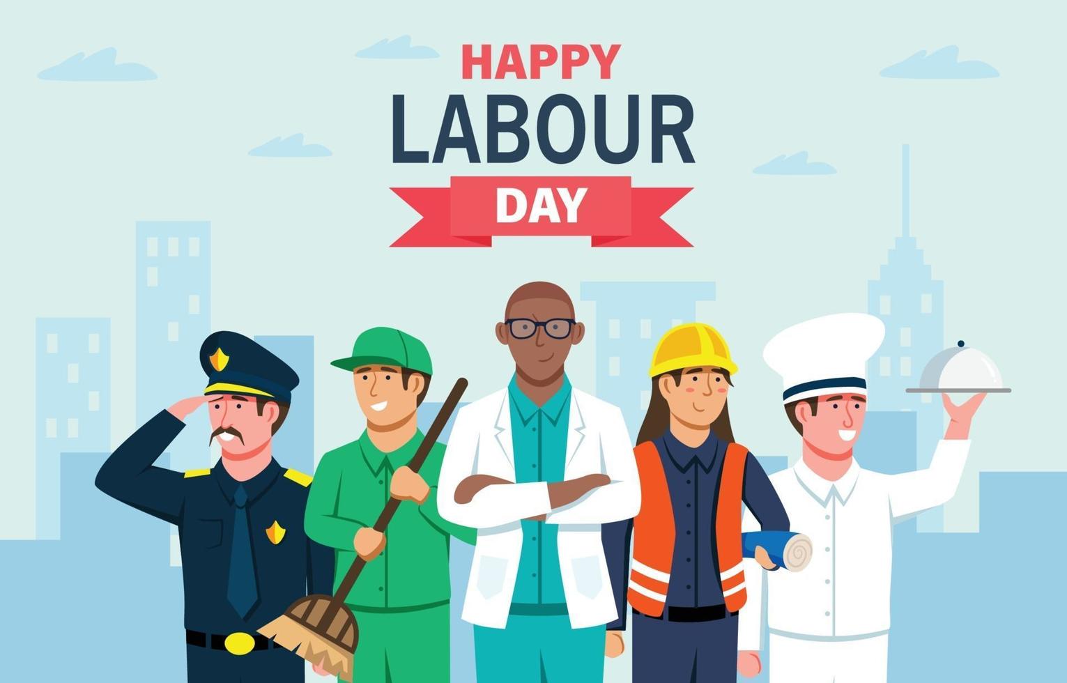 Labour Day Concept with Five Different Worker vector