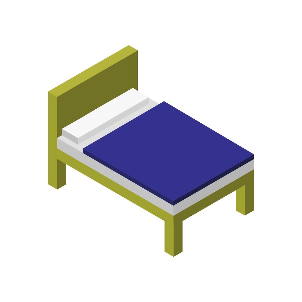 cama isométrica sobre fondo blanco vector