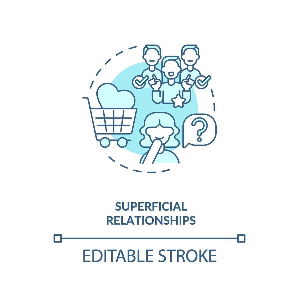 Superficial relationship concept icon. vector