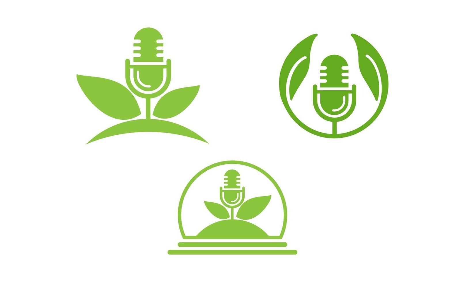 podcast leaf logo template vector