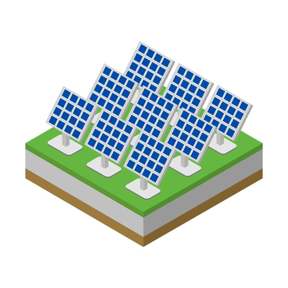 panel solar isométrico sobre fondo blanco vector