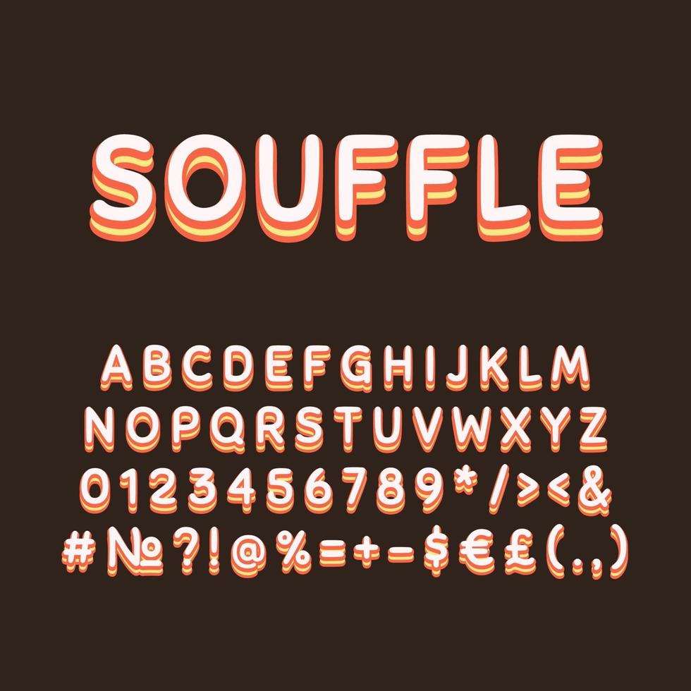 Souffle vintage 3d vector alphabet set