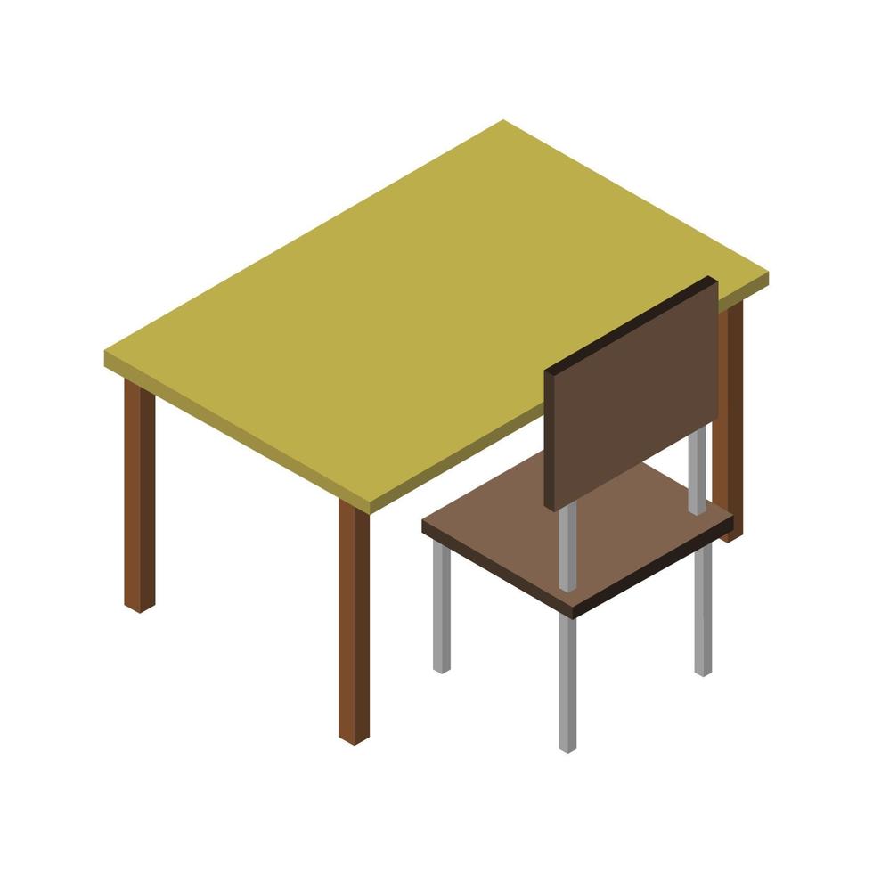 Isometric School Desk On White Background vector