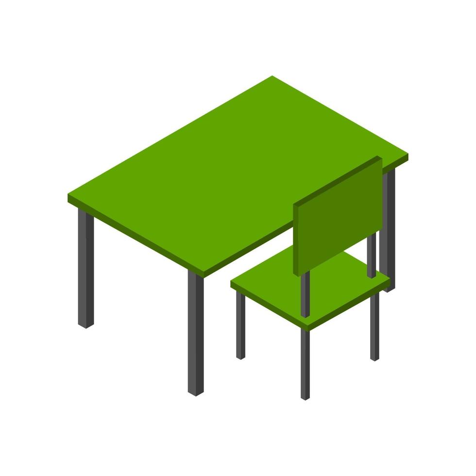 Isometric School Desk On White Background vector