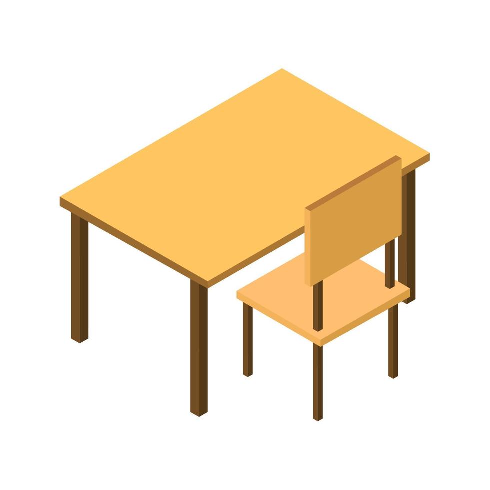 Isometric School Desk On White Background vector
