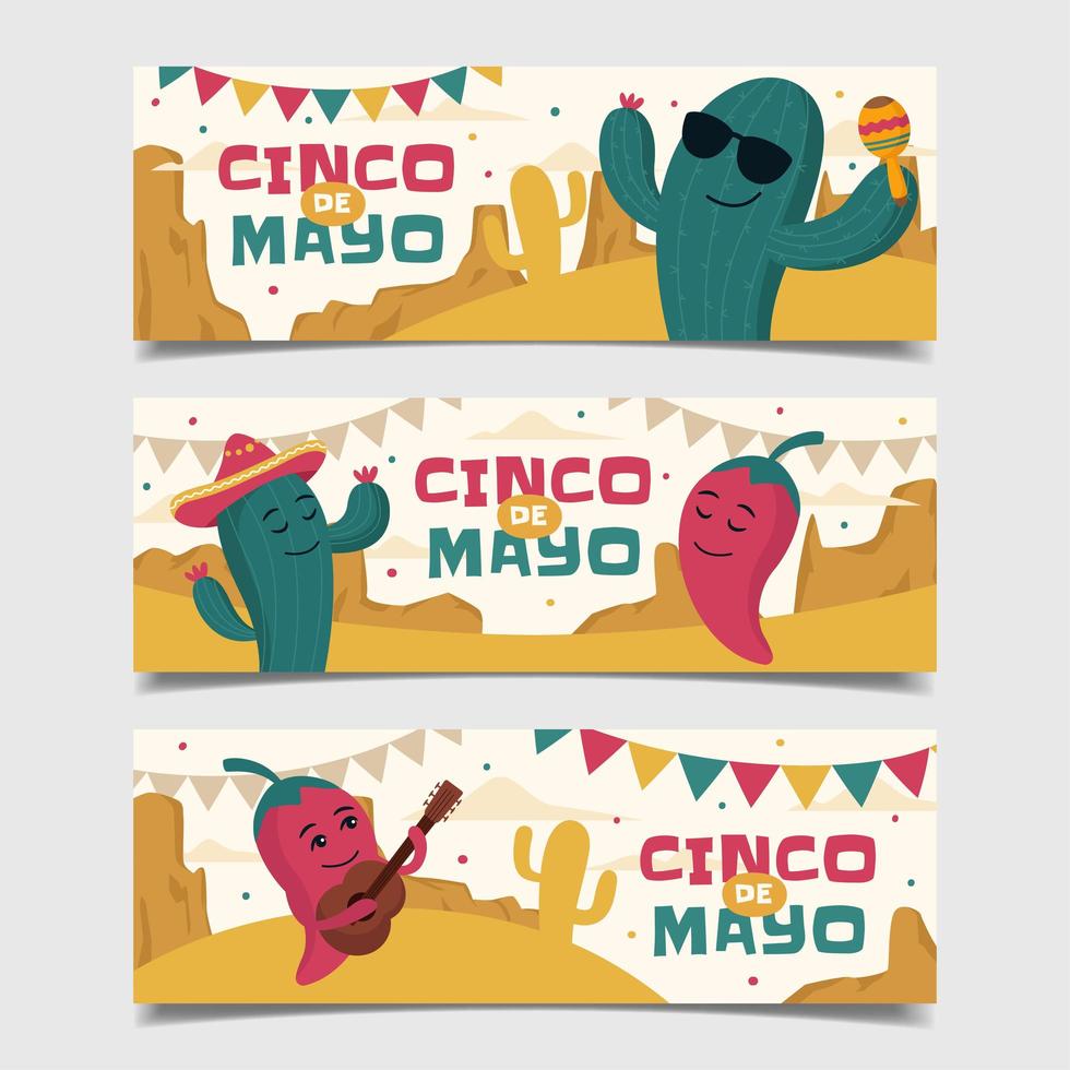 Cinco De Mayo Banner Set vector