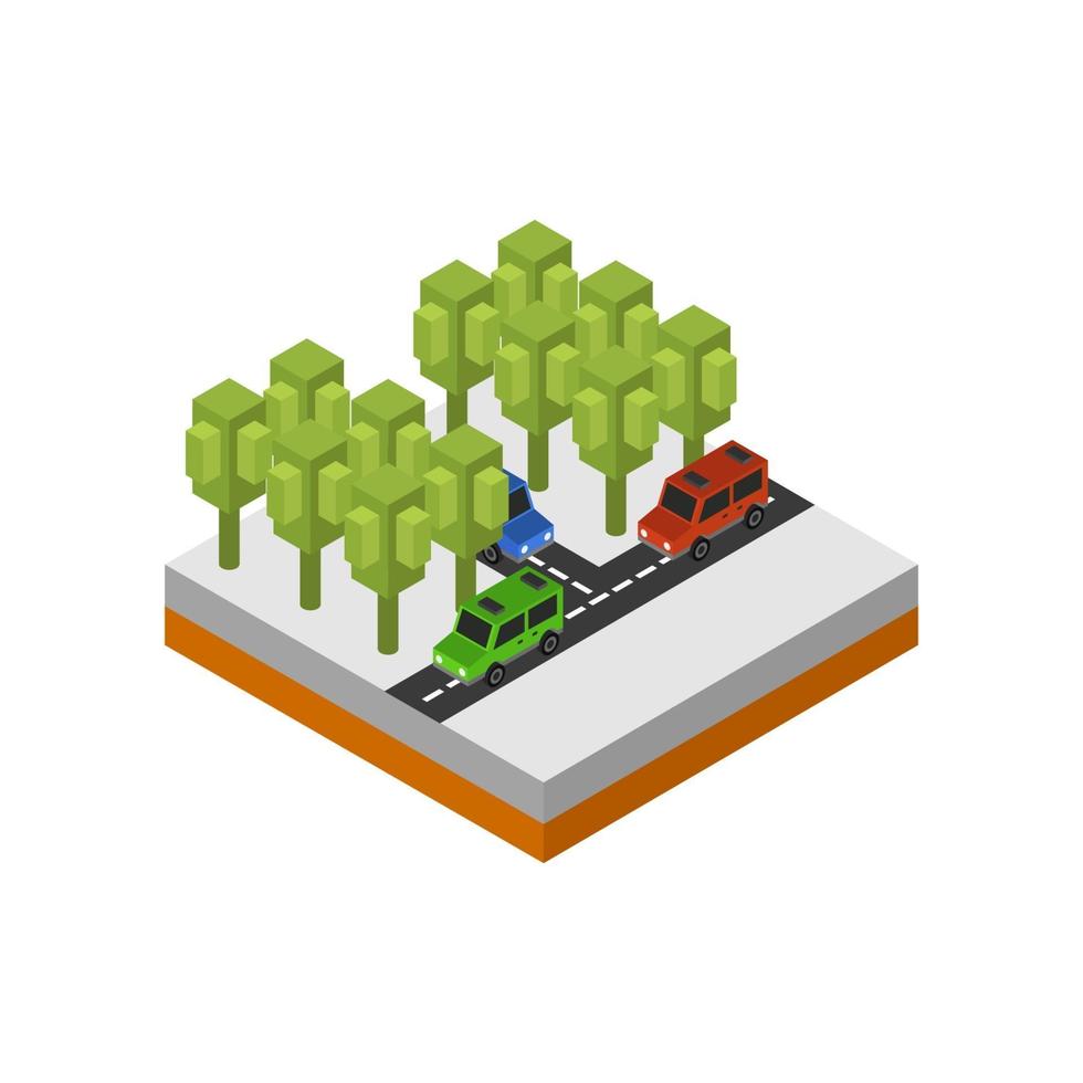 Isometric Road On White Background vector