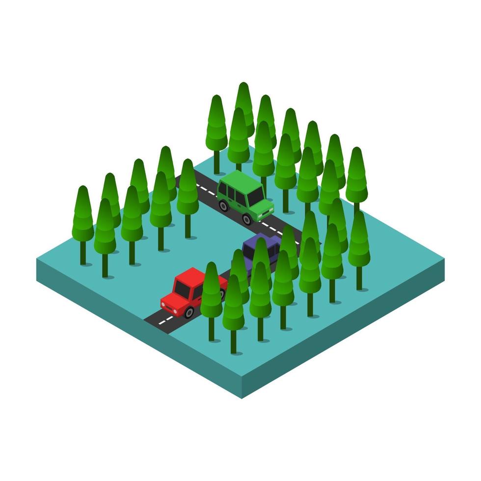 Isometric Road On White Background vector