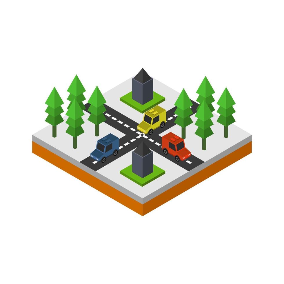 Isometric Road On White Background vector