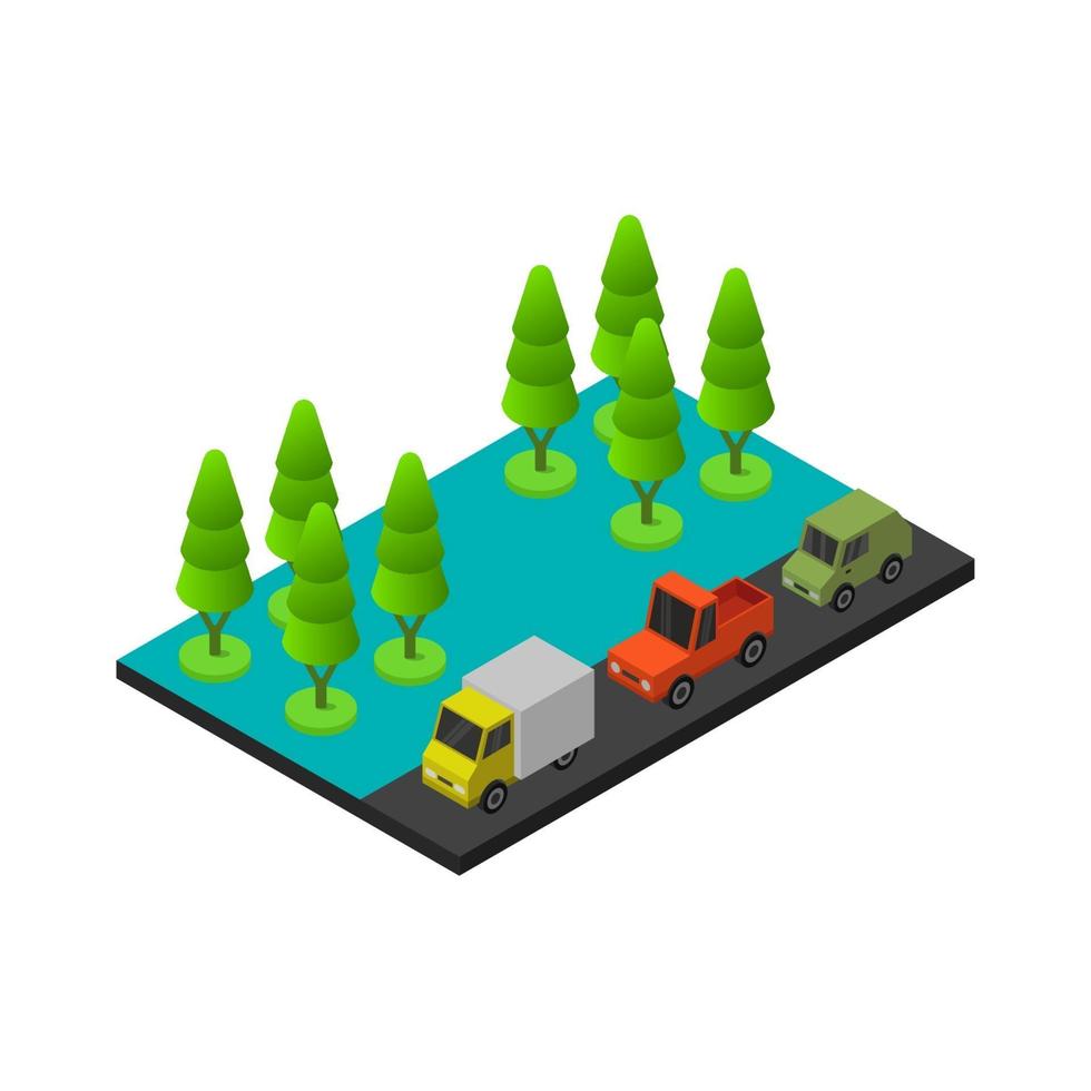 Isometric Road On White Background vector