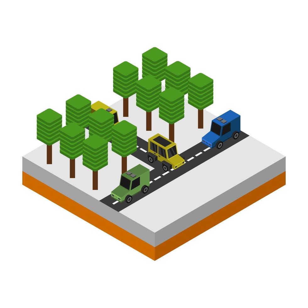 Isometric Road On White Background vector