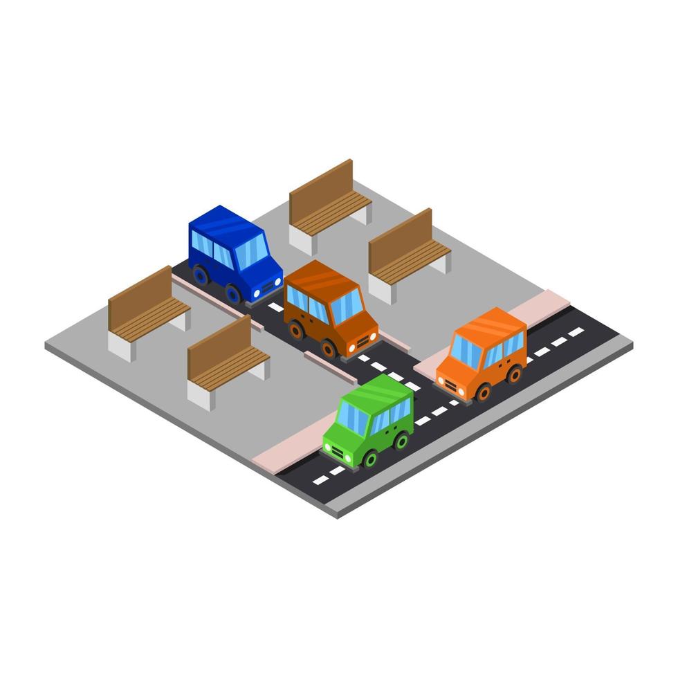 Isometric Road On White Background vector