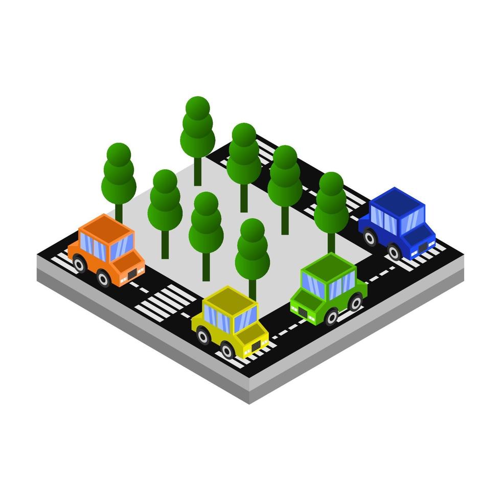 Isometric Road On White Background vector