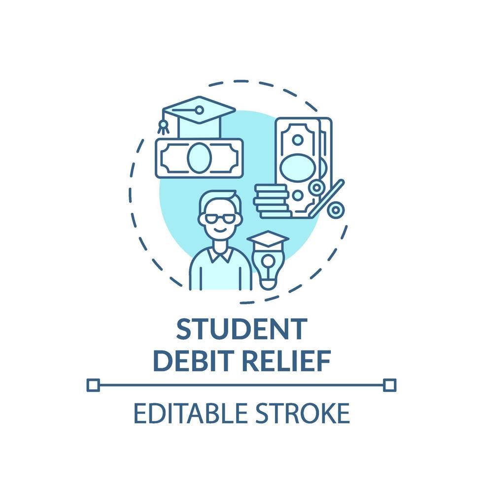 Student debt relief concept icon vector