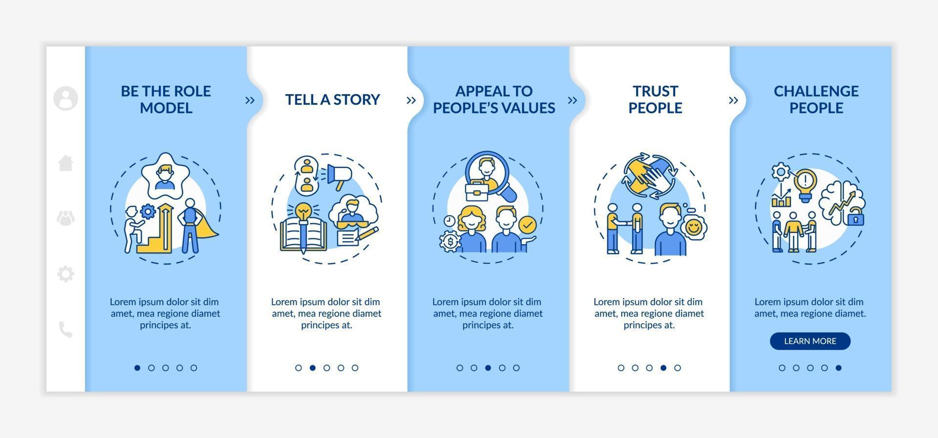 Inspiration speeches for audience onboarding vector template