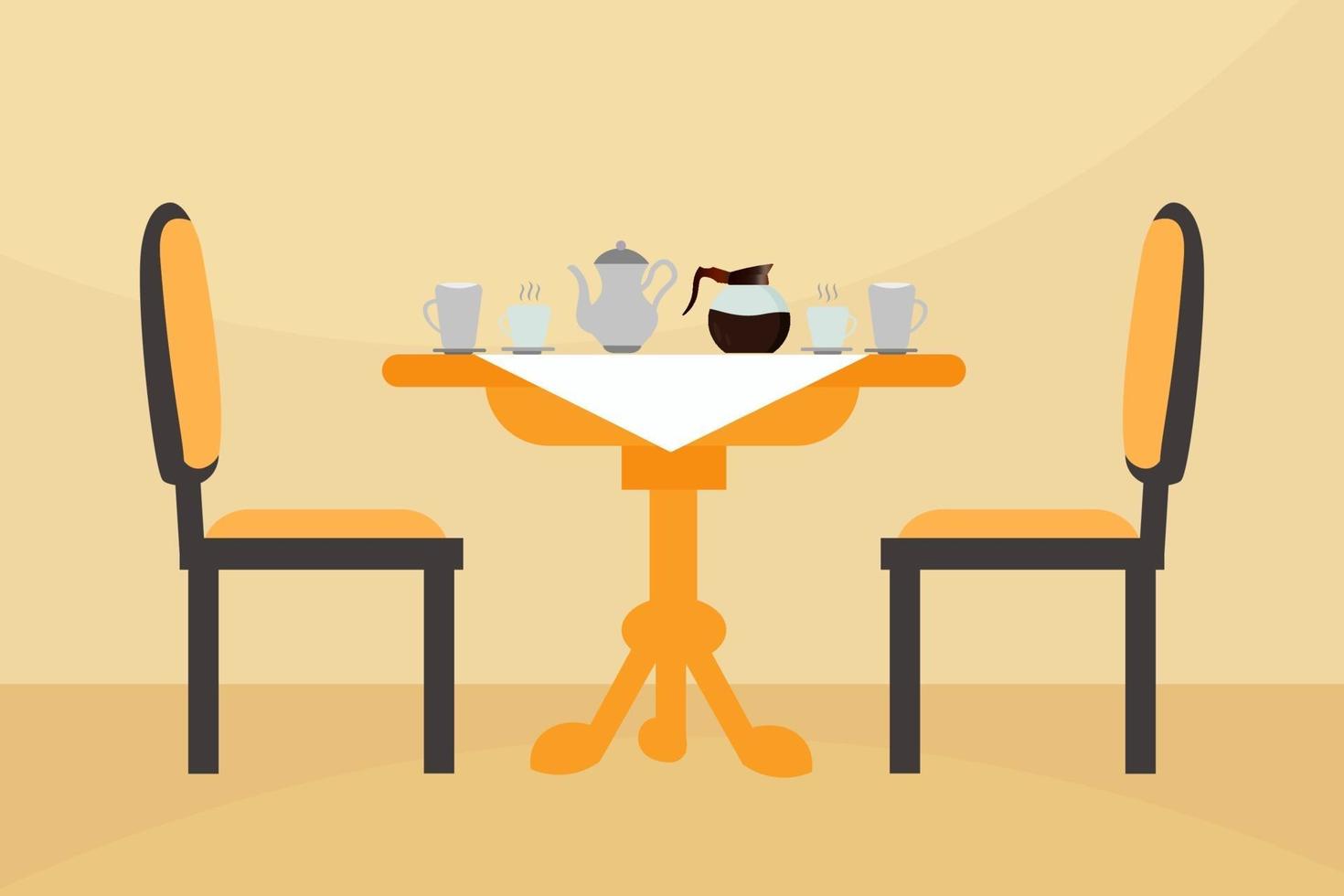 Breakfast Table Illustration With Coffee and Milk vector